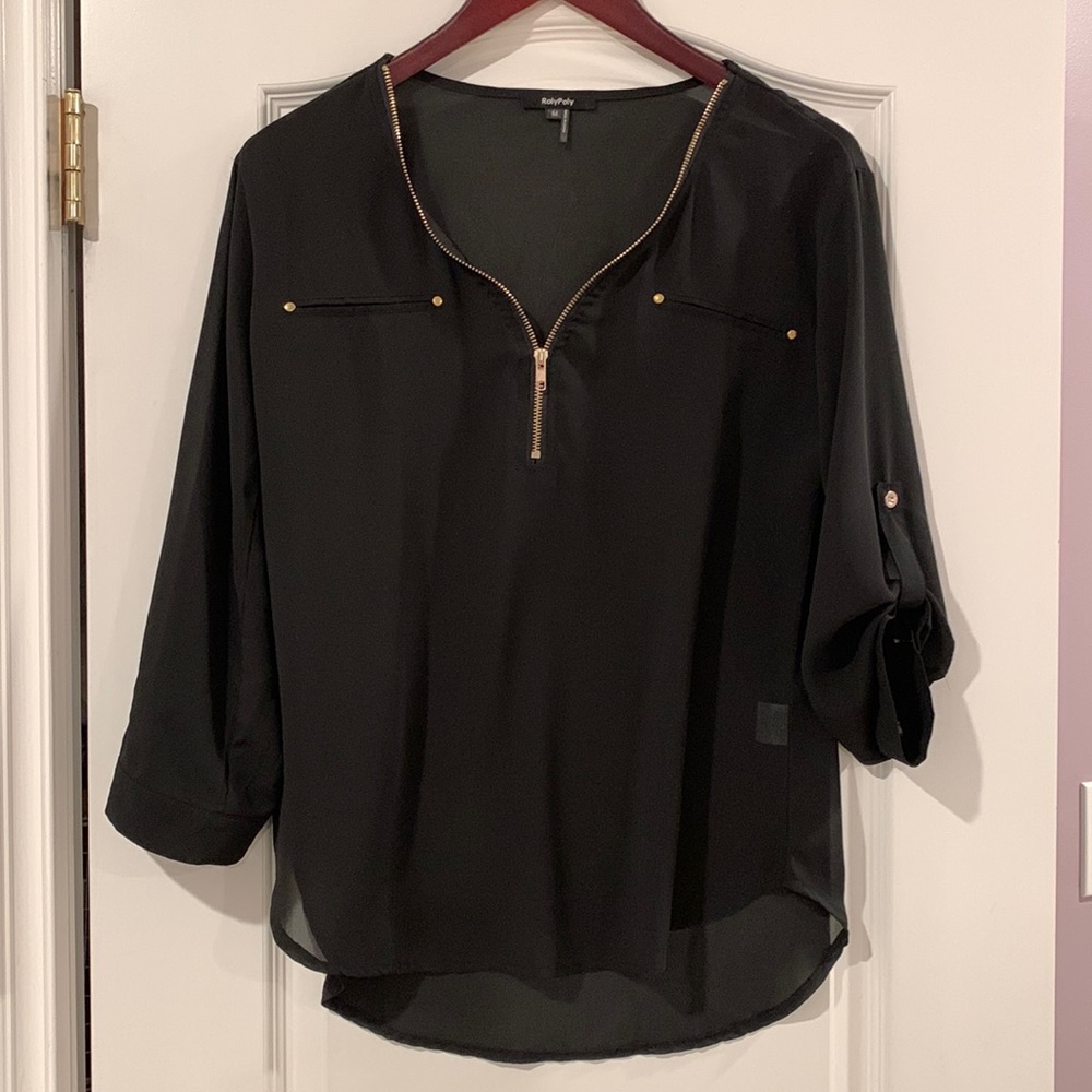 Sheer black quarter sleeve blouse!
